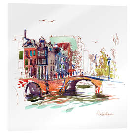 Akrylbilde  Canals of Amsterdam, Netherlands - Anastasia Mamoshina
