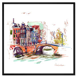 Gerahmter Kunstdruck Kanäle von Amsterdam, Niederlande