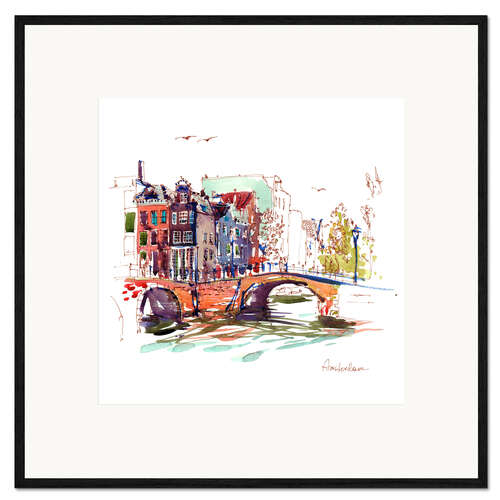 Impression artistique encadrée Canaux d’Amsterdam, Pays-Bas