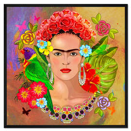 Gerahmter Kunstdruck Frida Kahlo Blumencollage