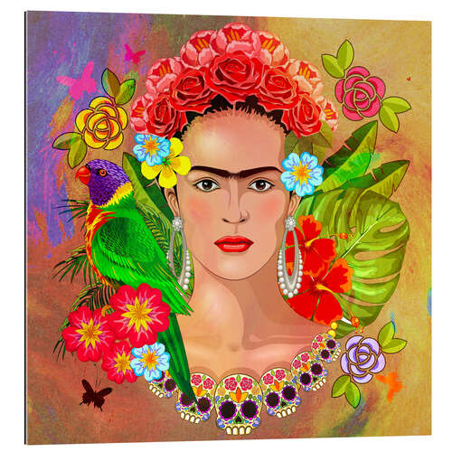 Galleritryk Frida Kahlo blomstercollage