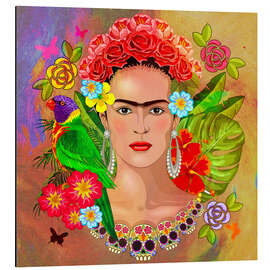 Magnettafel Frida Kahlo Blumencollage