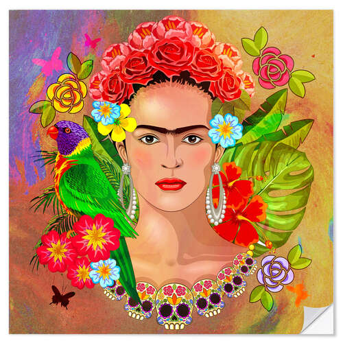 Wall sticker Frida Kahlo flower collage