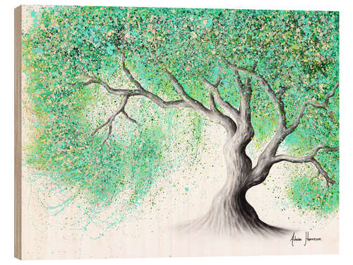 Tableau en bois Arbre de fleurs de jade