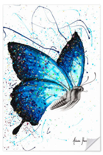 Selvklebende plakat Blue Freedom Butterfly