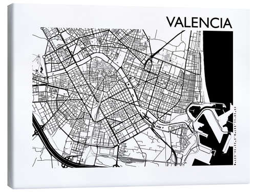 Canvas print Valencia map