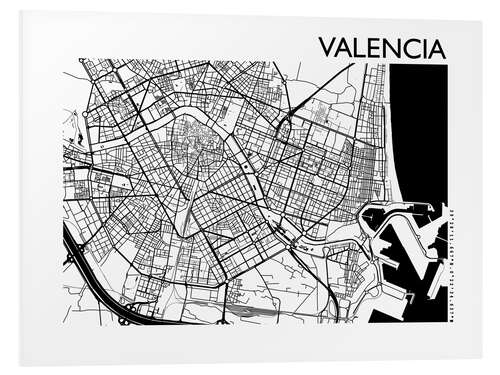 Tableau en PVC Plan de la ville de Valence