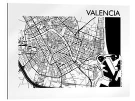 Tableau en plexi-alu Plan de la ville de Valence