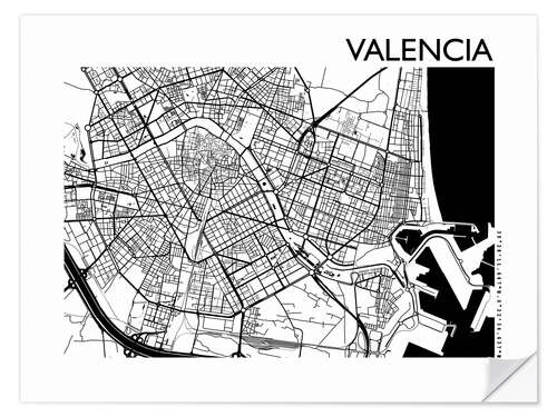 Sticker mural Plan de la ville de Valence