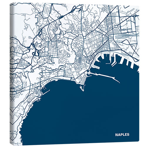 Canvas print City map of Naples, blue