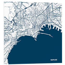 Cuadro de PVC Mapa de Nápoles, azul