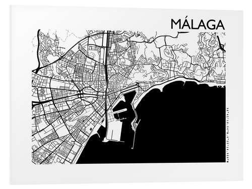 Tableau en PVC Plan de la ville de Malaga