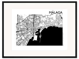 Gerahmter Kunstdruck Karte von Malaga
