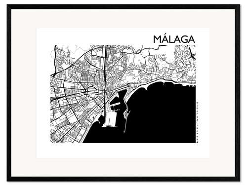 Kunsttryk i ramme Map of malaga