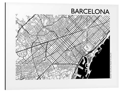 Aluminium print Map of Barcelona