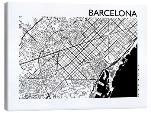 Leinwandbild Karte von Barcelona