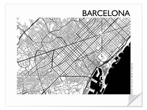 Selvklebende plakat Map of Barcelona