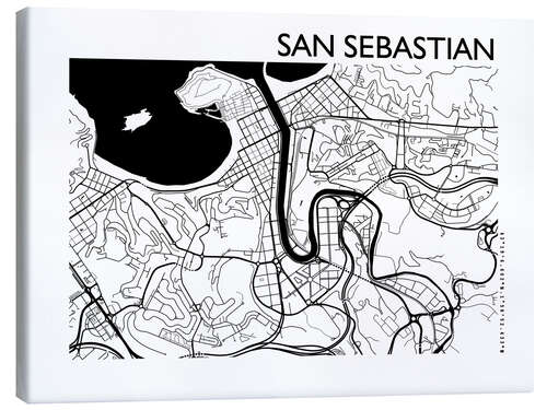 Canvastavla Map of San Sebastian