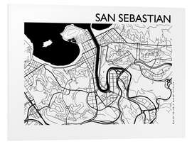 Foam board print Map of San Sebastian