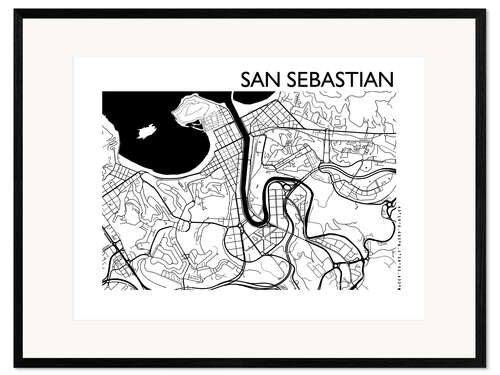 Framed art print Map of San Sebastian