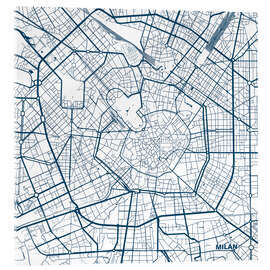 Cuadro de metacrilato Mapa de Milán, centro