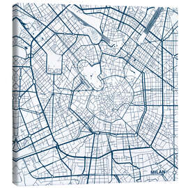 Canvas print Map of Milan, center