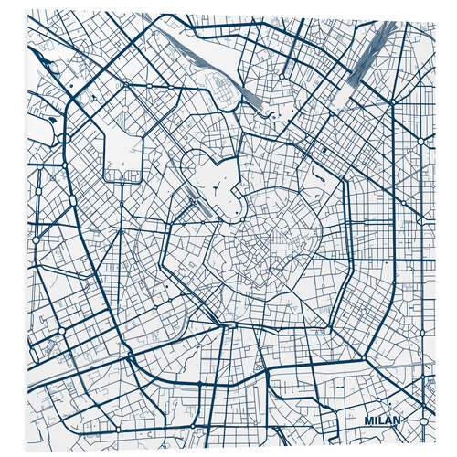 Obraz na PCV Map of Milan, center