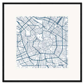 Framed art print Map of Milan, center