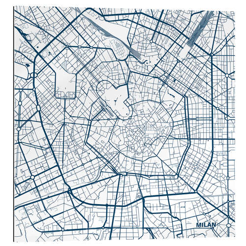 Tableau en plexi-alu Carte du centre de Milan