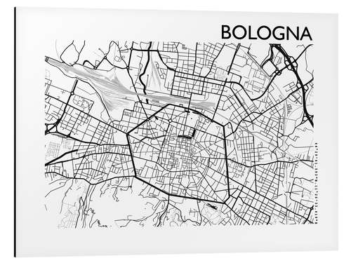 Quadro em alumínio Mapa de Bolonha, Emília-Romanha