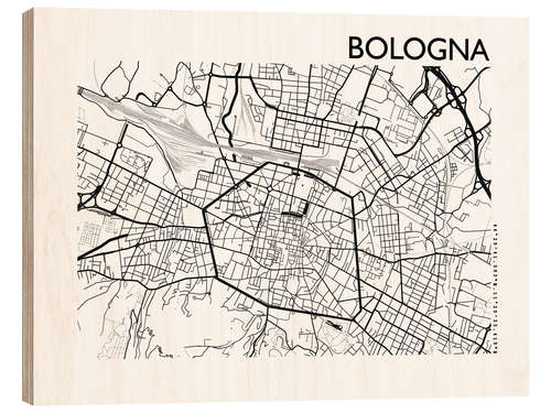 Trätavla Map of Bologna, Emilia-Romagna