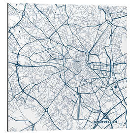 Aluminiumtavla Map of Montpellier