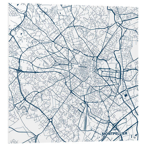 Foam board print Map of Montpellier