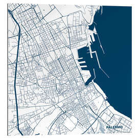 Quadro em plexi-alumínio Mapa de Palermo, Sicília