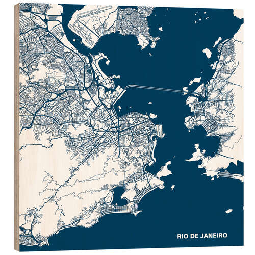 Holzbild Karte von Rio De Janeiro