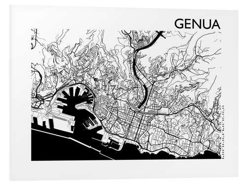 Foam board print Map of Genoa, Liguria