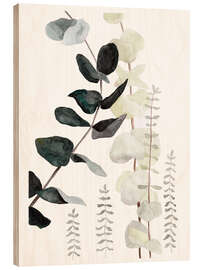 Wood print Botanical illustration mix