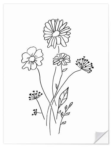 Sticker mural Bouquet de fleurs minimaliste