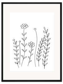 Gerahmter Kunstdruck Minimale Blüten und Blätter 2