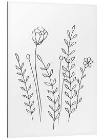 Magnettafel Minimale Blüten und Blätter 1