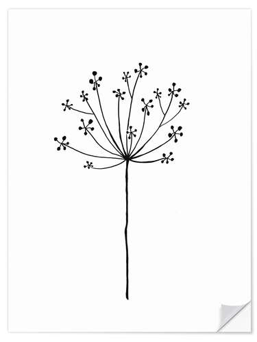 Selvklebende plakat Minimal dandelion