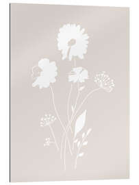 Tableau en plexi-alu Bouquet de fleurs scandinave beige