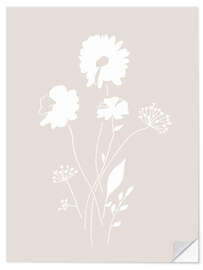 Selvklebende plakat Skandi bouquet in beige