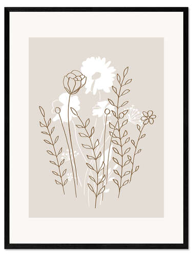 Impression artistique encadrée Bouquet de fleurs scandinave 1