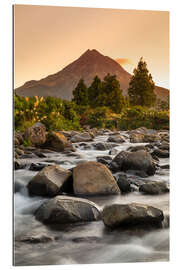 Quadro em plexi-alumínio Monte Taranaki ao nascer do sol, Nova Zelândia