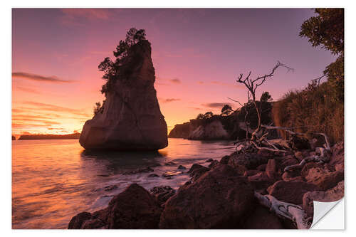 Selvklæbende plakat Cathedral Cove at sunrise