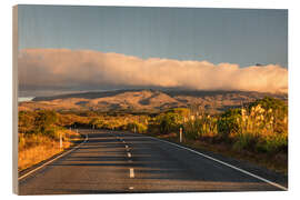 Wood print Road in the Tongariro National Park