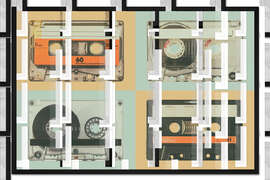 Gerahmter Kunstdruck Retro Audiokassetten