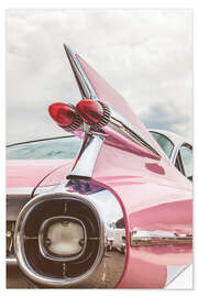 Selvklebende plakat The pink American classic car