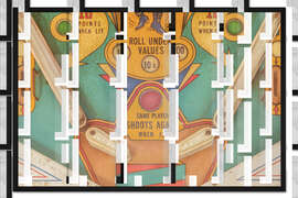 Gerahmter Kunstdruck Vintage Flipperautomat